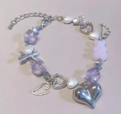 キーホルダー ブレスレット パープル