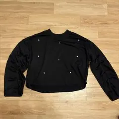【新品未使用】黒のパール装飾長袖ニット M