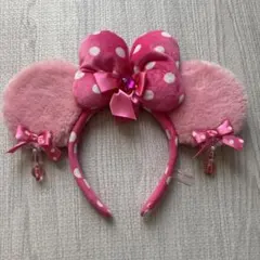 ディズニー ミニー カチューシャイヤリング 水玉ピンク