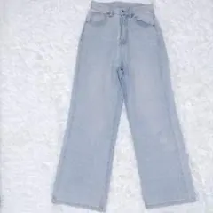 デニム ジーンズ ワイド ストレート ハイウエスト ライトブルー ゆるダボ