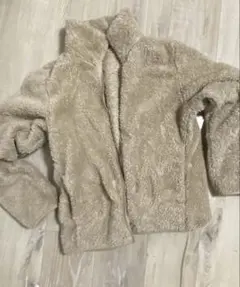 ユニクロ　UNIQLOベージュ フリースジャケット ノーカラー　レディース