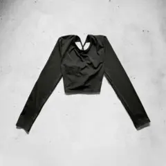 【SHEIN】BAE クロップド丈バックレースアップ長袖トップス 黒S 新品