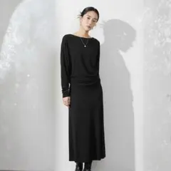 ★極美品★ ZARA ザラ ボートネックロングニットワンピース 黒 長袖