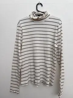 【XL】一点物 J.CREW ストライプ タートルネック 白 黒 ボーダーのサムネイル