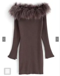 ⭐️週末価格GRL ファーオフショルダーニットミニワンピースan1346