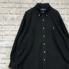ラルフローレン長袖シャツ！ブラックL ロゴ刺繍 0304