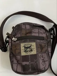 美品　わちふぃーるど　猫のダヤン　撥水ミニショルダーバッグ　ダークチェックのサムネイル