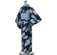 ◆高級変わり織◆涼し蒼青紫陽花(あじさい)と金魚浴衣◆人気古典江戸ゆかた◆新品