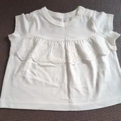 フリル付きホワイトTシャツ 60-70cm