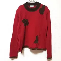 Y7 Leaura ニットセーター 婦人服 ミセス 長袖 毛100％ 赤 レッド