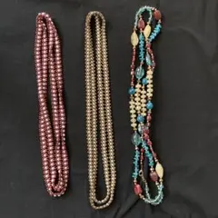ロングネックレス　3点セット　ビーズネックレス