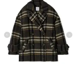 新品タグ付　woolコクーンシルエットピーコート　チェック　Mila Owen