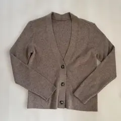 ブラウン リブ編み カーディガン