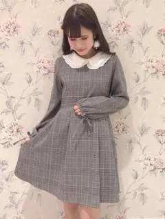evelyn チェック柄襟付きミニワンピース evelyn 襟付きチェック柄ミニワンピース - メルカリ