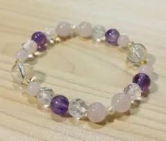 天然石アメジスト・ローズクォーツ使用ブレスレット