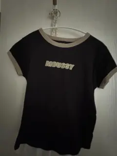 MOUSSY リンガーTシャツ ブラック ベージュ 半袖