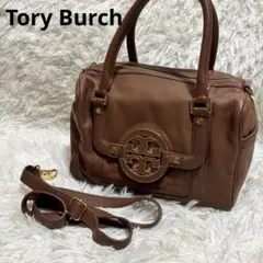 Tory Burch アマンダ 2wayレザーボストンバッグ 茶のサムネイル