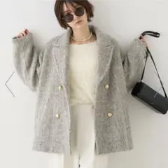 ☆新品タグ付き☆ EMMA ラメシャギースライバーコート グレー