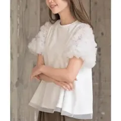 R.P.S アールピーエス フラワーレースパフスリーブＴｅｅ Tシャツ RPS