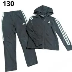 adidas キッズ ジャージ 上下セット ブラック 130 セットアップ