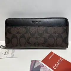COACH レザー長財布 ブラウン/ブラック