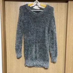 グレー オフショルダー ニット 長袖