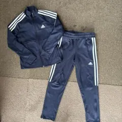 adidas ジャージ上下　130cm ネイビー 3本ライン　細身