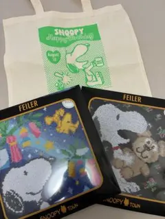 フェイラー☆スヌーピーベア七夕ハンカチ2枚セット☆トートバッグ付
