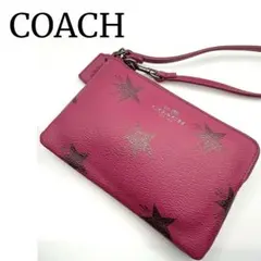 コーチ リストレット レザー ポーチ 星柄 スター キャニオン クランベリー