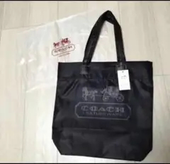 【未使用に近い】 COACH コーチ ナイロン×レザートートバック黒