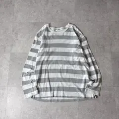 00s old uniqlo ボーダー ロンT XL グレー×ホワイト y2k