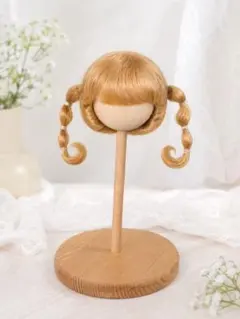 ドール用ウィッグ 5-6インチ ライトブロンド ツインテールオビツ11 モヘアのサムネイル