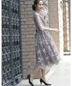 【新品】サテン レース バックシャン  パーティ 結婚式ドレス 結婚式ワンピース