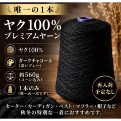唯一の1本｜ヤク100% プレミアムヤーン 約560g ダークチャコール