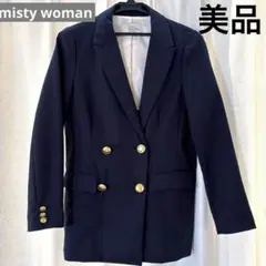 【美品】mysty woman テーラードジャケット　ネイビー　金ボタン　紺ブレ