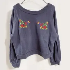 新品 レディース 花柄刺繍2wayトレーナートップス M