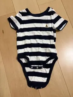 GAP ボーダーロンパース クマ刺繍有　80