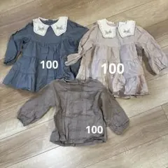 size100 3枚set まとめ売り　ワンピース　ブラウス