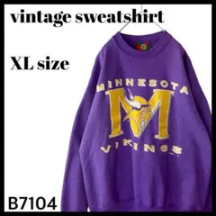 90s USA製 NFL ミネソタバイキングス クールネックスウェット 紫 XL