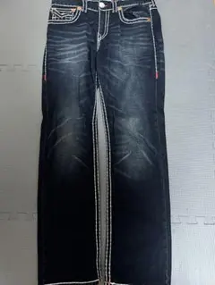 True Religion ブラックデニムパンツ ホワイトステッチ 30 - メルカリ