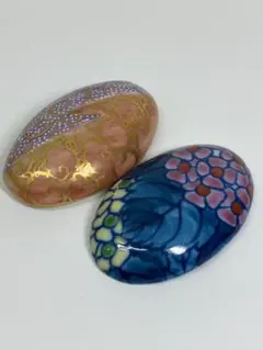 帯どめ　2点セット　高級帯留め　和装小物　九谷焼　有田焼　ヴィンテージ