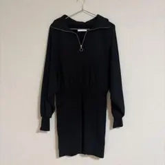 ブラックジッパーミニワンピース
