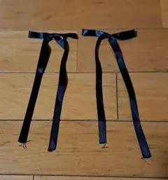 ヘアクリップ　リボン 2本セット　黒