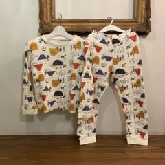 美品 アプレレクール 120 パジャマ ワッフル 長袖 白