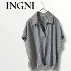 INGNI イング　半袖カットソー　シャツ　ストライプ　ブルー　M