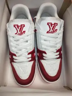 ルイヴィトン LV トレイナー スニーカー ホワイト×ボルドー 美品