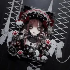 トレカケース トレカデコ ゴシック 猫耳 肉球 シルバー ヘッドドレス 個性的