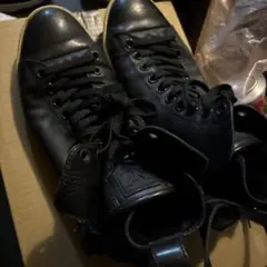 ブラックレザー ハイカット革靴スニーカー