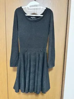 MISCH MASCH ダークグレー リブ編み 長袖ワンピース　38