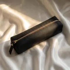 【新生活応援】本革 ペンケース 筆箱 クレイジーホースレザー ブラック 牛革